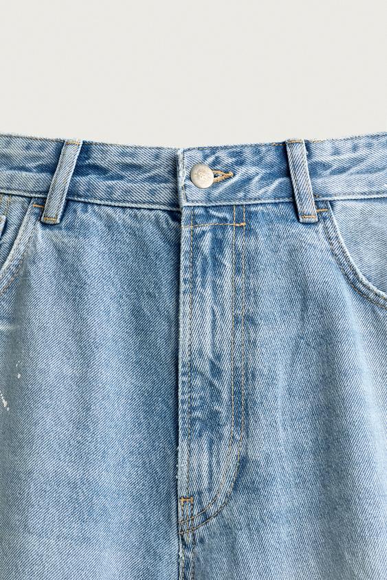ダメージ加工バギーフィットデニムパンツ - ブルー | ZARA Japan / 日本