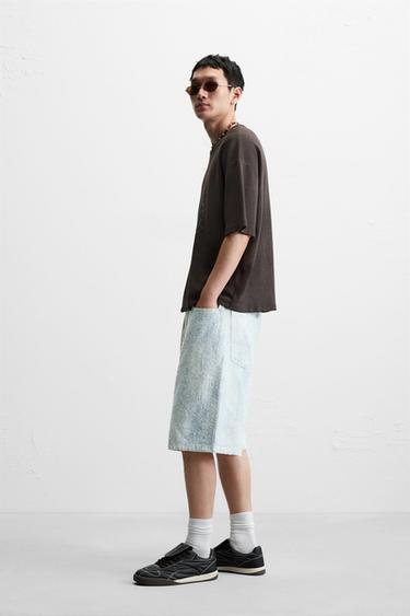 DISTRESSED BAGGY FIT BERMUDA SHORTS - Light blue by Zara - Image 3