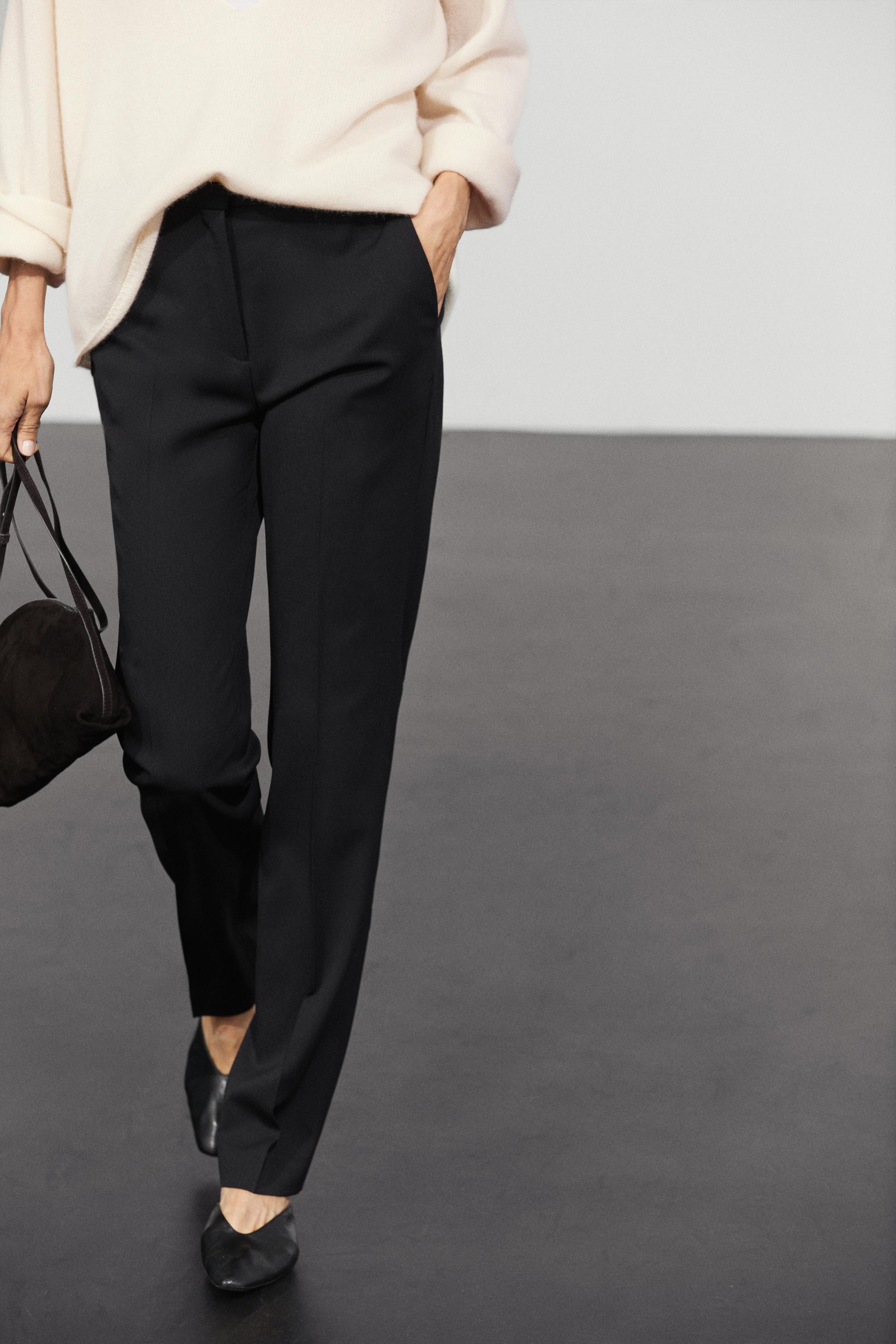 Wool blend waistband trousers — Black