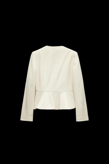FAUX LEATHER PEPLUM BLAZER - Ecru by Zara