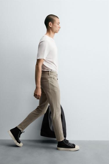 Zara SKINNY CROPPED FIT JEANS - Beige