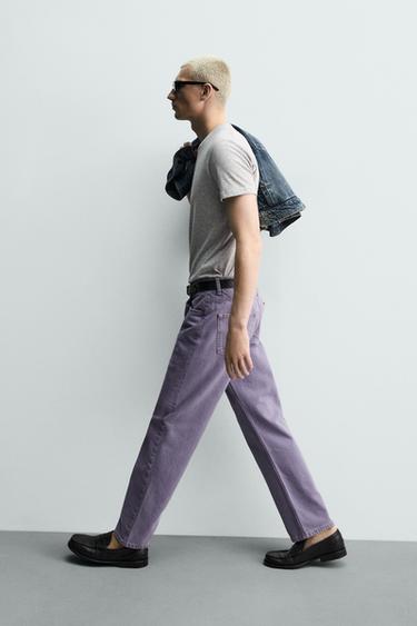 WASHED COLOUR STRAIGHT-LEG JEANS - Purple by Zara