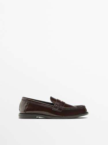 Mocasín piel antic - Marrón de Zara