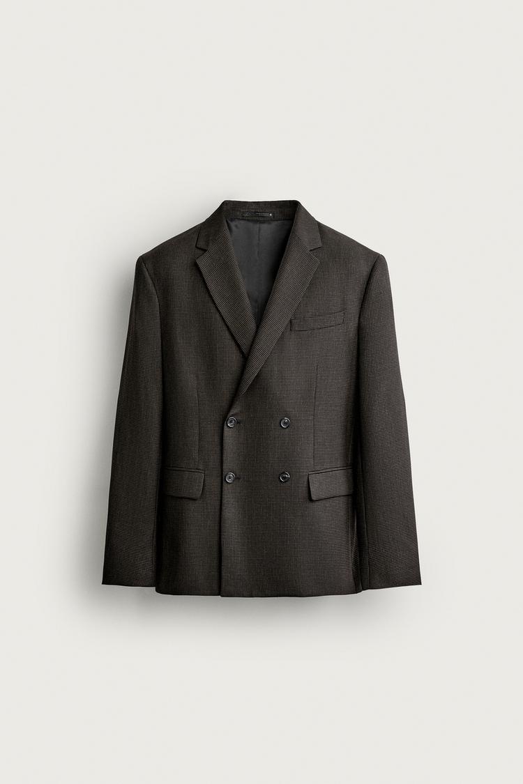 Blazer cruzada traje pata de gallo con lana