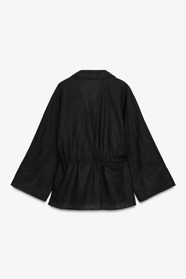 SAFARI LINEN BLEND SHIRT - Black by Zara - Image 5