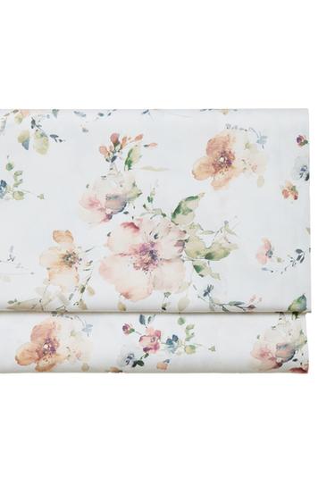 Zara WILD FLOWER SATEEN FLAT SHEET (300 THREAD COUNT) - Light beige