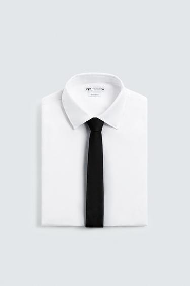 SLIM 100% SILK TIE - Black by Zara - Image 3