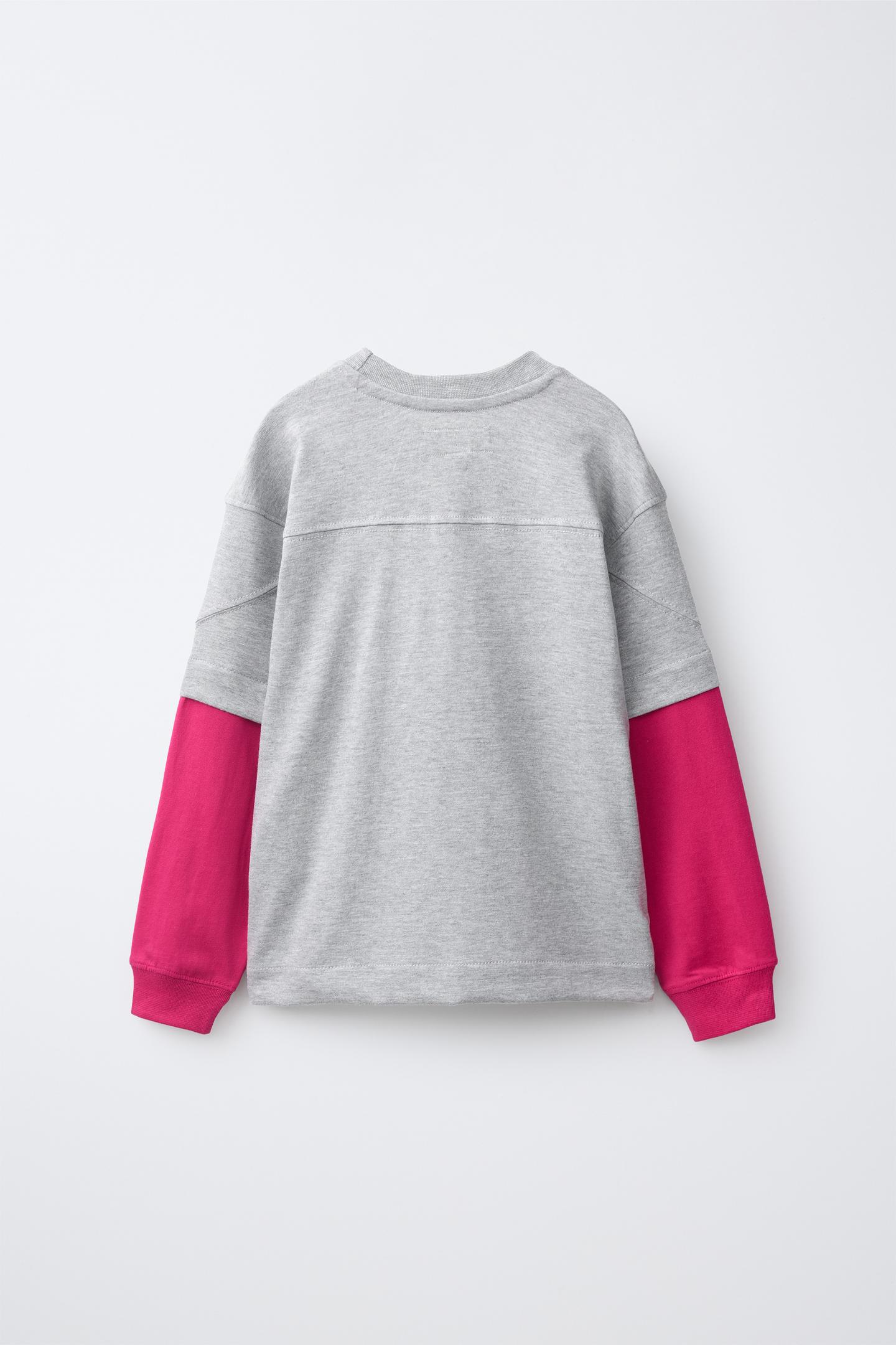 Детская футболка Zara Sporty Double-Sleeve, цвет: Неоновый розовый — фото 2
