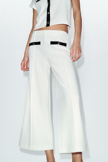 TEXTURED CULOTTES - Ecru / Navy by Zara - Image 1