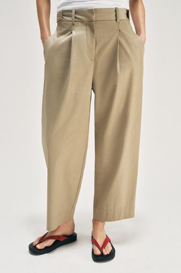 LOW-RISE TROUSERS WITH SIDE BELT LOOPS - camel by Zara