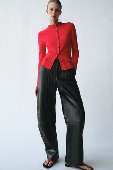 Zara EXTRA-FINE KNIT CARDIGAN - Red