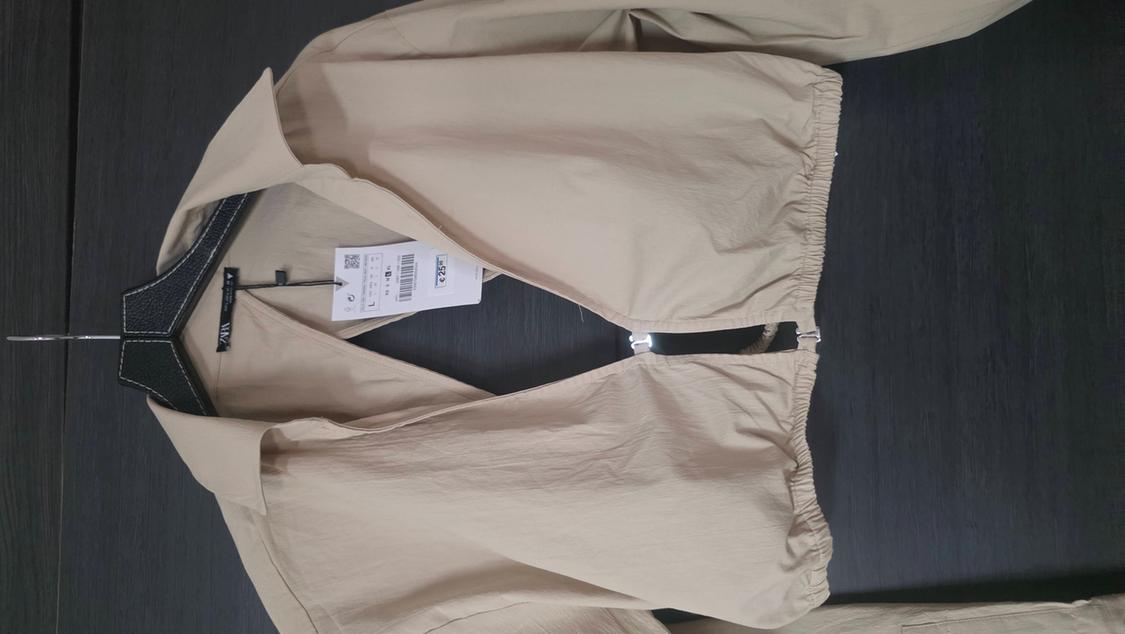 ELASTIC LINEN BLEND CROPPED SHIRT - Image 2