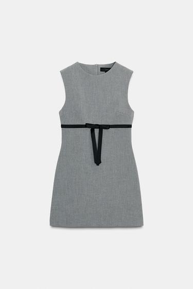 SATIN BOW MINI DRESS - Light grey by Zara - Image 7