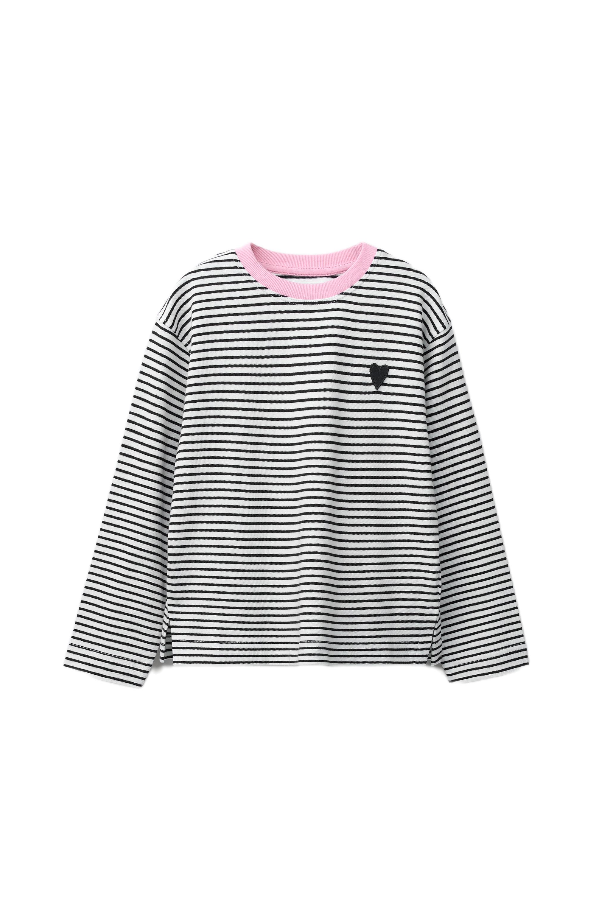 【美品】rosy heart logo stripe basic shirt STRIPED EMBROIDERED HEART T-SHIRT - Striped | ZARA United States