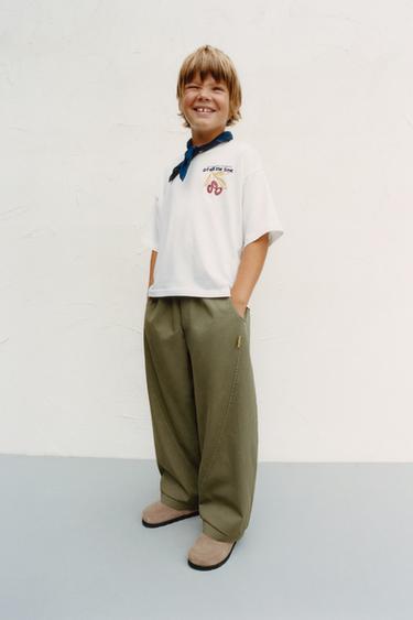 PANTALÓN BALLOON CORTES - kaki-med de Zara