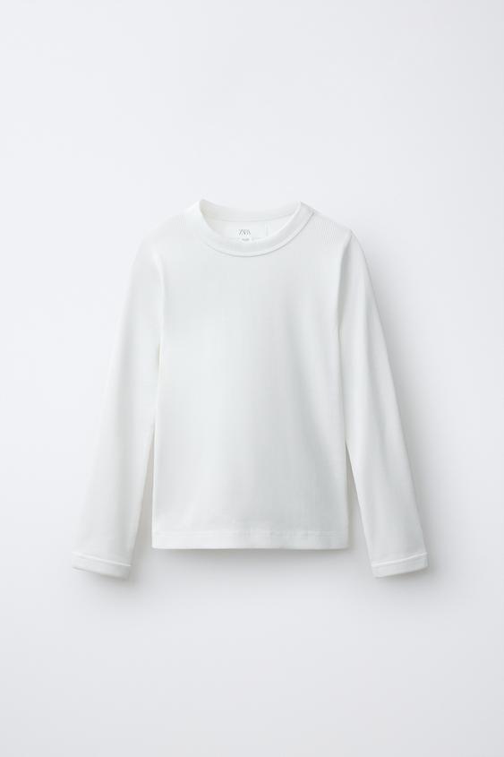 ÁO PHÔNG VẢI GÂN - Màu trắng từ Zara - Hình ảnh 0