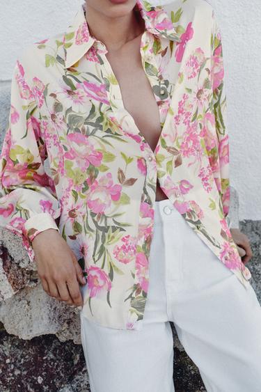 FLORAL PRINT SATIN SHIRT - Multicoloured by Zara - Image 4