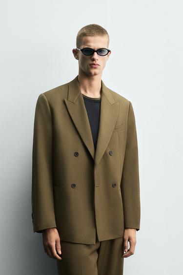 LIMITED EDITION DOUBLE-BREASTED SUIT BLAZER - Dark olive by Zara