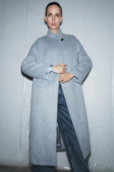 Zara ZW COLLECTION STRAIGHT WOOL COAT - Sky blue