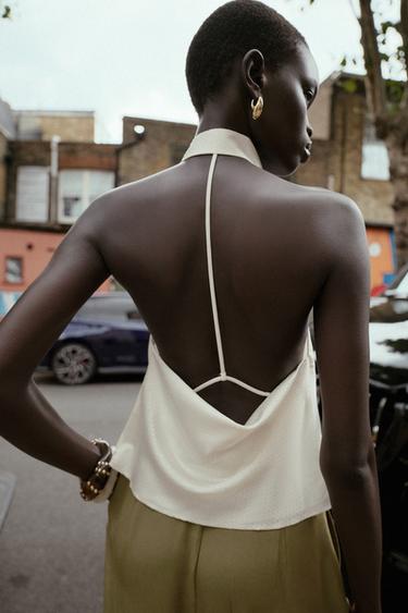 TOP HALTER BRILLANT - Écru de Zara - Image 1