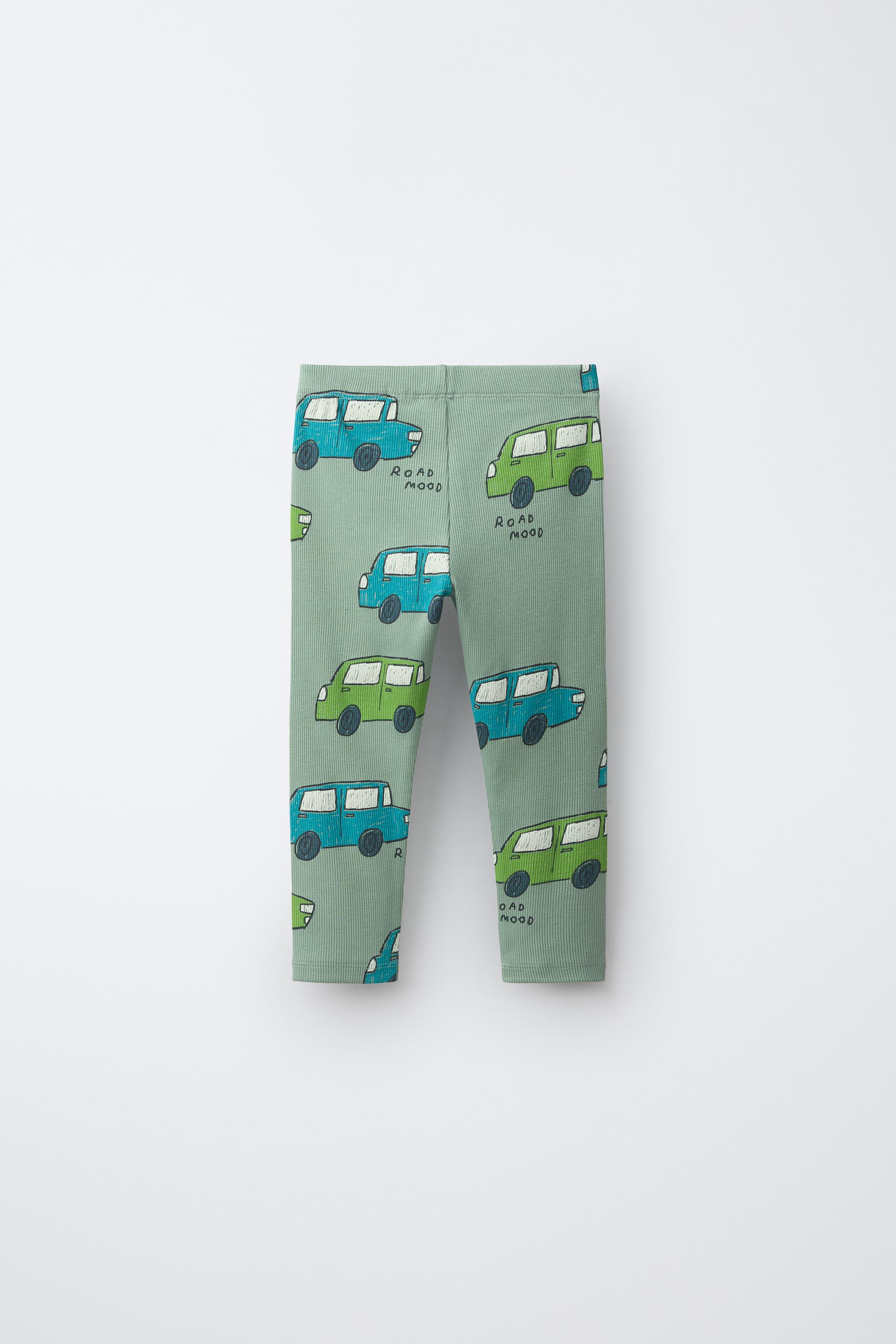CAR PRINT LEGGINGS — Light green