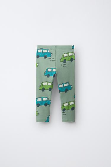 CAR PRINT LEGGINGS — Light green 2