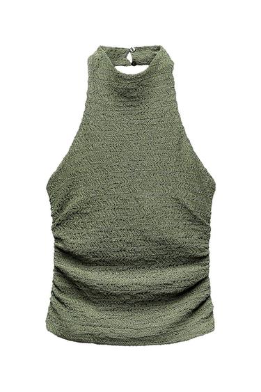 TEXTURED VOLUMINOUS HALTER TOP