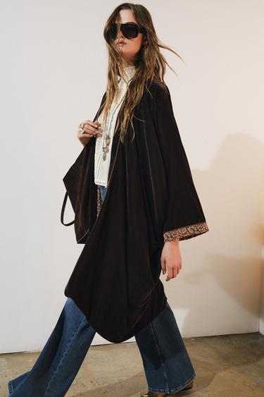 ОКСАМИТОВЕ КІМОНО ZW COLLECTION - Коричневий Zara