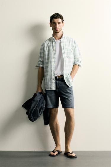 REGULAR FIT DENIM BERMUDA SHORTS - Blue by Zara
