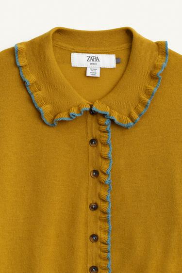 100% WOOL PETER PAN COLLAR JUMPER LIMITED EDITION - Mustard by Zara - Image 7