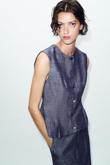 ENSEMBLE GILET À PINCES - Indigo de Zara - Image 1