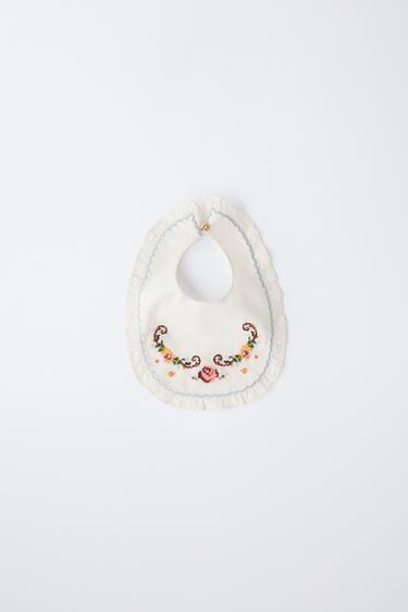 НАГРУДНИК С ВЫШИВКОЙ — ЭКРЮ от Zara