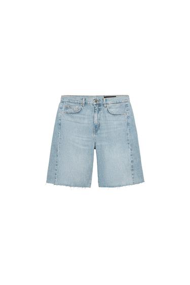 ZW COLLECTION RELAXED FIT MID-WAIST DENIM BERMUDA SHORTS - Faded blue by Zara