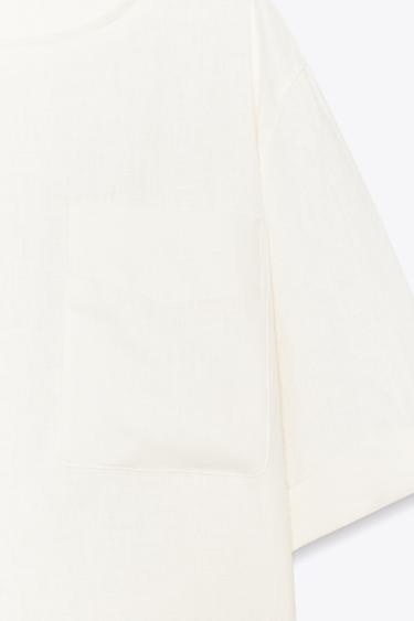 ZW COLLECTION LINEN SHORT SLEEVE TOP - Ecru by Zara - Image 5