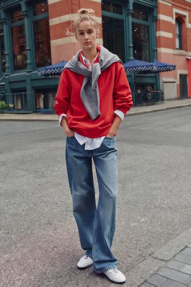 INTERLOCK ZIP-UP SWEATSHIRT - Red by Zara
