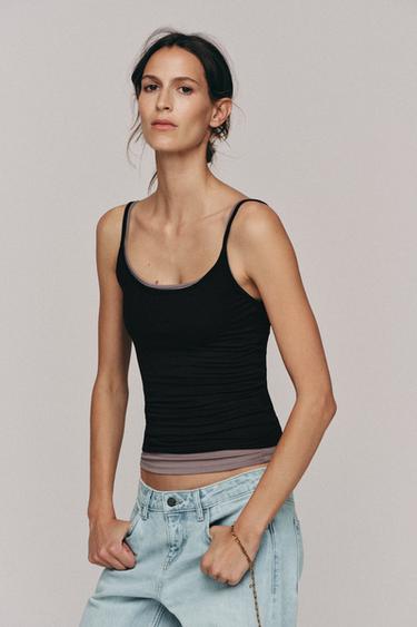 POLYAMIDE CAMISOLE TOP - Black by Zara