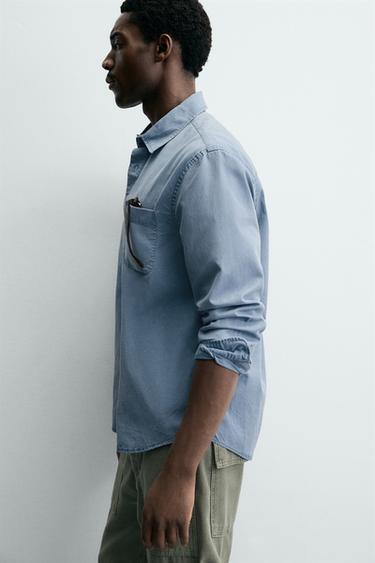 CHEMISE FLUIDE DÉLAVÉE - Bleu de Zara - Image 6