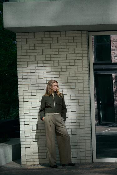 Zara WOOL PANTS - Khaki