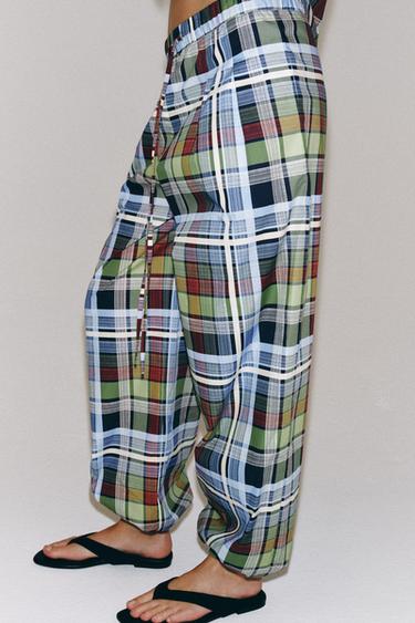 PANTALON BOUFFANT À CARREAUX ZW COLLECTION - Multicolore de Zara - Image 4
