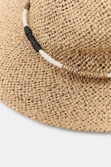 CHAPEAU EN PAPIER TRESSÉ À LACET - Beige clair de Zara - Image 3