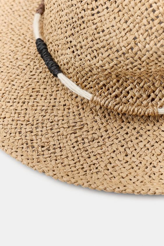CHAPEAU EN PAPIER TRESSÉ À LACET - Beige clair de Zara - Image 3
