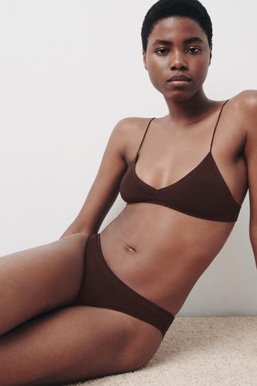 SEAMLESS STRAPPY BRA - Brown by Zara
