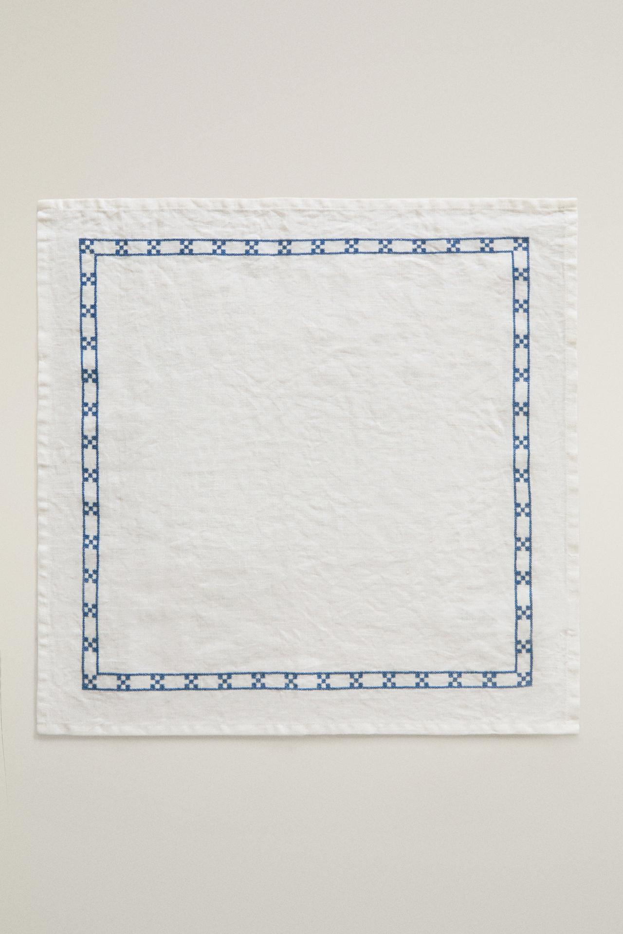 GEOMETRIC EMBROIDERED NAPKINS (PACK OF 2) — White