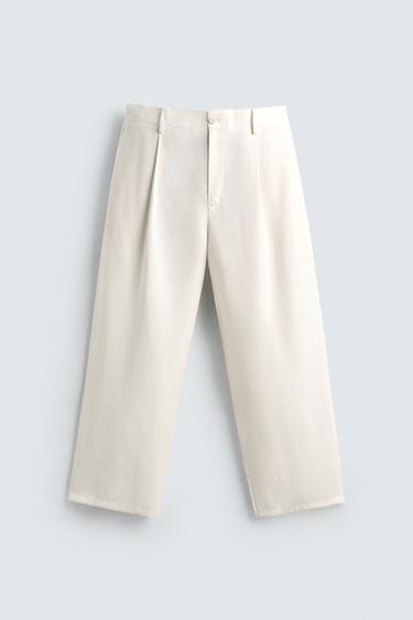 FLOWING PLEATED TROUSERS - Oyster-white by Zara