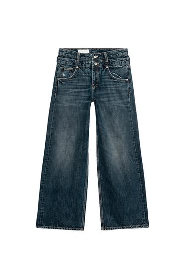TRF MID-WAIST STRAIGHT-LEG JEANS WITH DOUBLE WAISTBAND - Blue by Zara