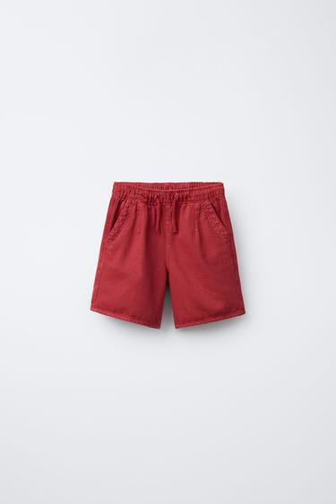TWILL BERMUDA SHORTS - Red by Zara