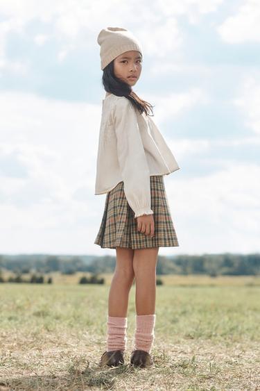 LIMITED EDITION HOUNDSTOOTH SKIRT WITH WOOL - orange-green by Zara - Image 2