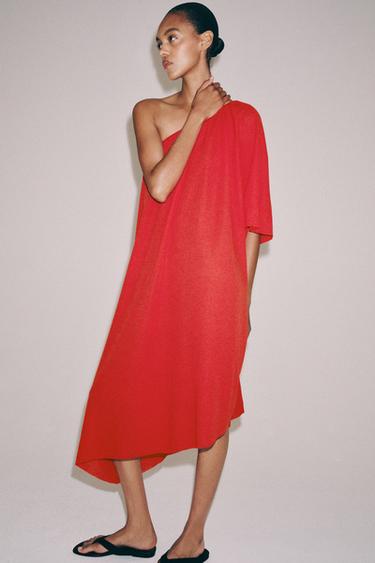 ASYMMETRIC KNIT DRESS - Red by Zara - Image 5