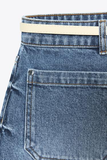 Z1975 DENIM SHORTS WITH BELT - Mid-blue by Zara - Image 5
