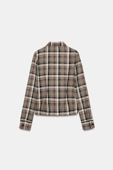 CHEMISE AJUSTÉE À CARREAUX - Kaki de Zara - Image 6
